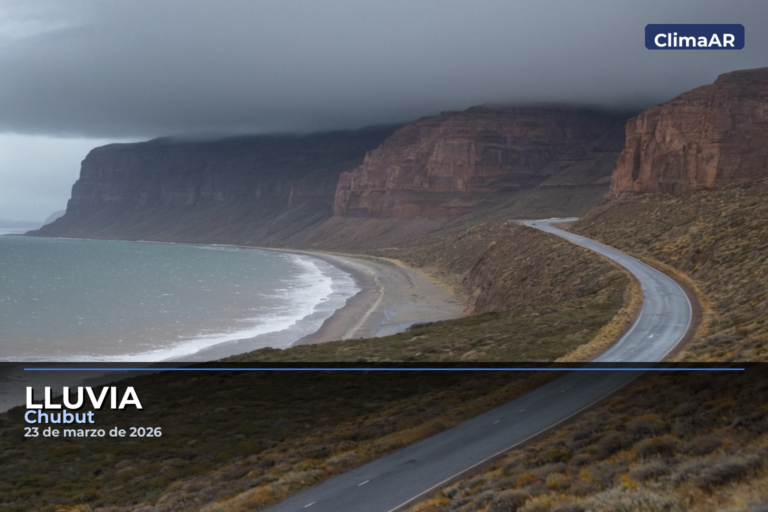 Lluvia en Chubut: temperaturas entre 0°C y 8°C, este lunes