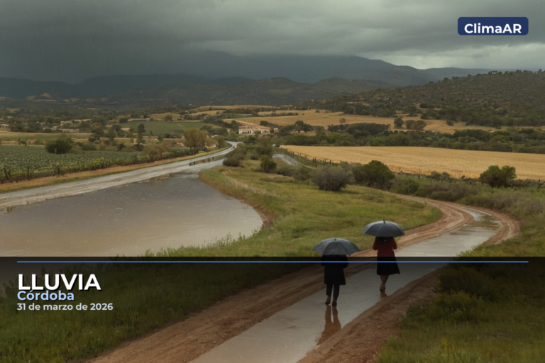 Lluvia en Córdoba, Santa Fe este martes con 11 mm de precipitación