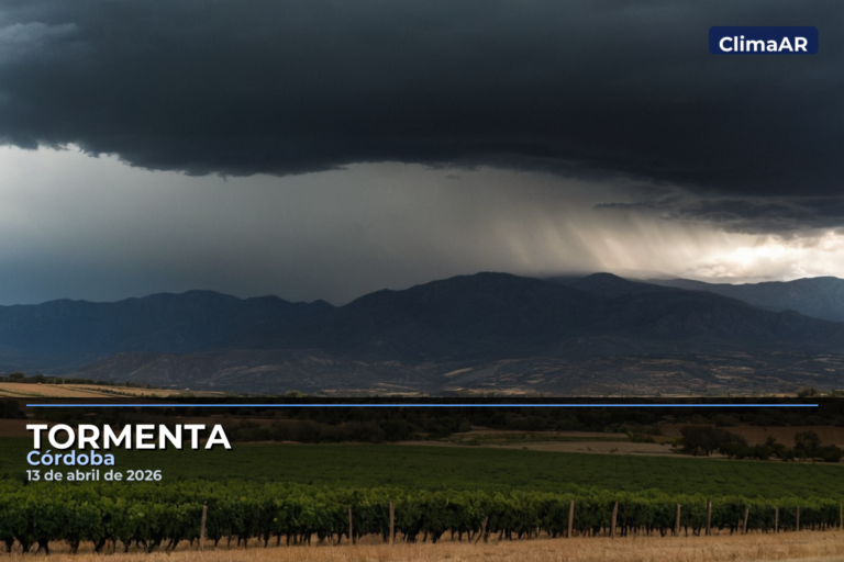 Tormenta en Córdoba este lunes con condiciones en aumento, según los registros de la estación meteorológica de Villa María