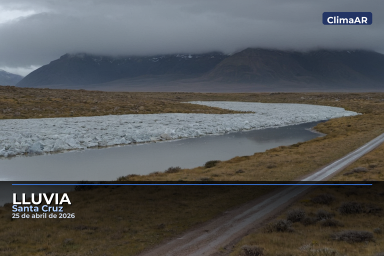 Lluvia en Santa Cruz este sábado con temperaturas entre -0°C y 19°C