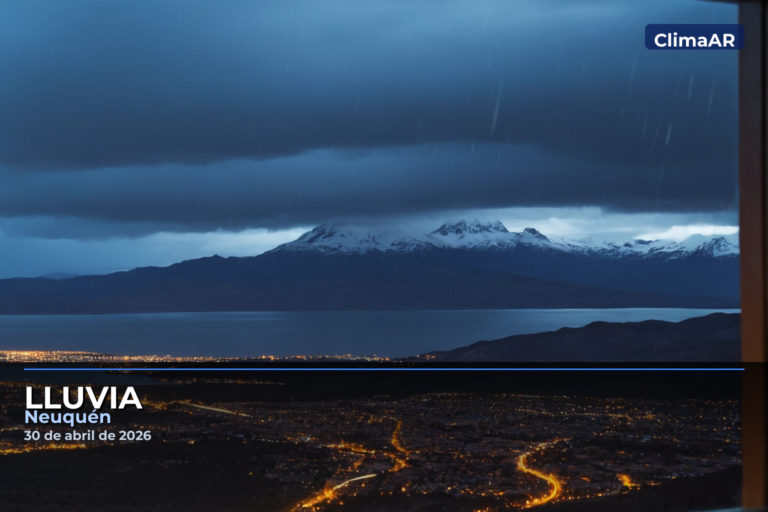Lluvia en Neuquén este jueves con máxima de 9.2°C