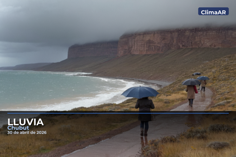 Lluvia en Chubut este jueves con temperaturas de 0,4°C a 7,8°C