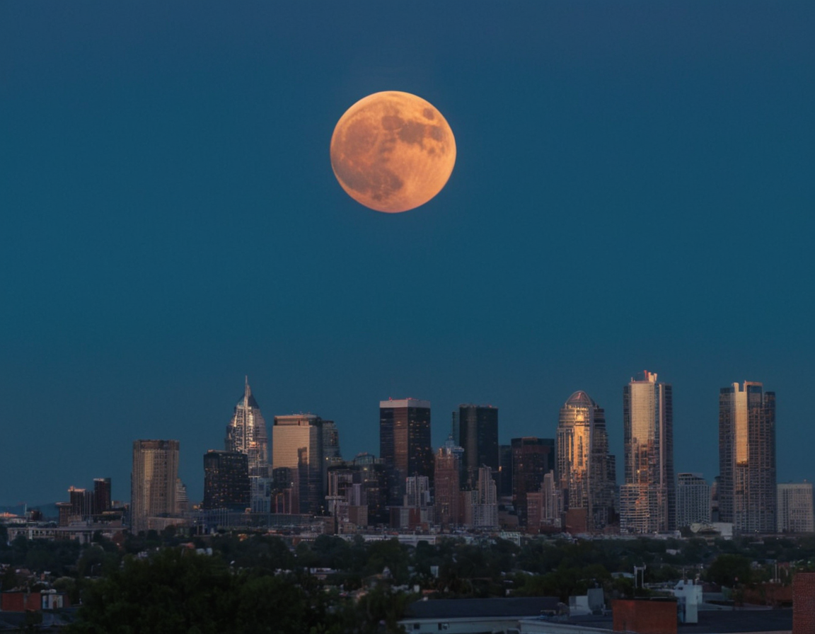 Luna llena sobre una ciudad
